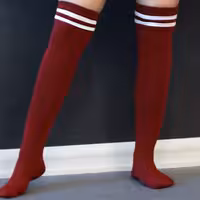 جوراب بالا زانو مدل زرشکی دوخط