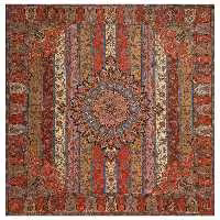 رومیزی ترمه مربع ابریشم کد TRM11  رنگ زرشگی بنفش  آستر زرشکی 