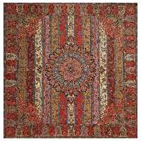 رومیزی ترمه مربع ابریشم کد TRM11  رنگ زرشگی بنفش  آستر زرشکی 