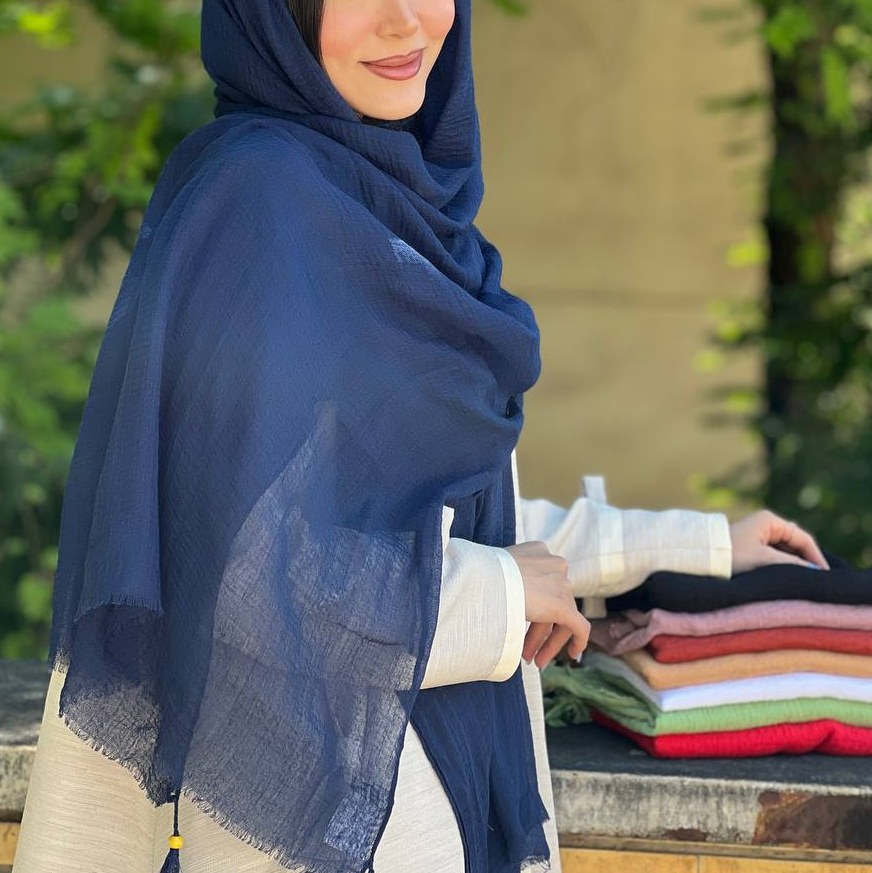 شال پلیسه نخی منگوله دار کد42188(4)