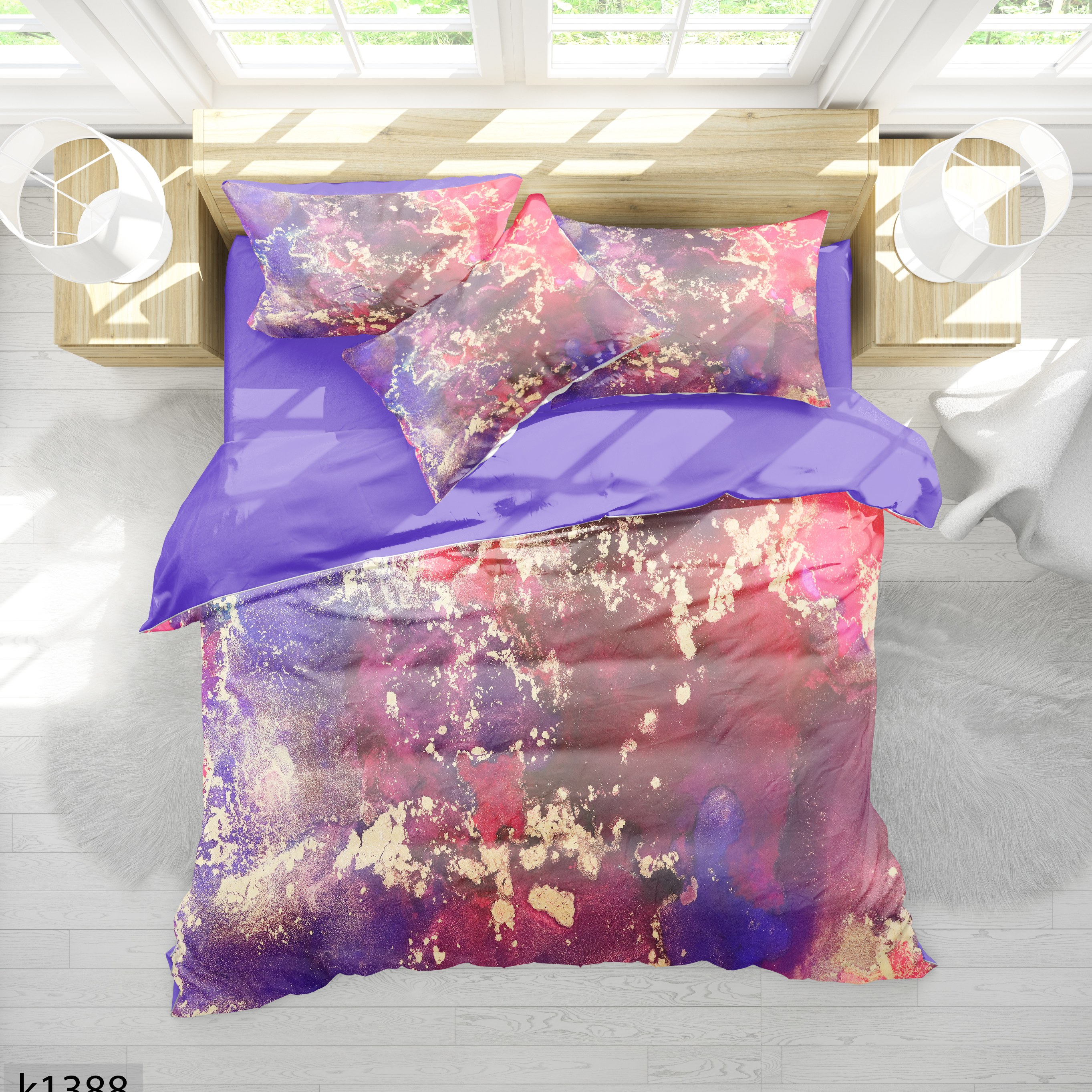 ست رو تختی چاپی 6 تیکه کالیفرنیا دو نفره   کد1388