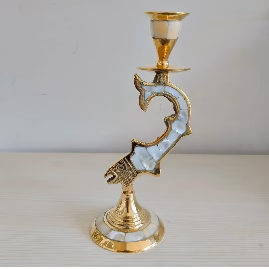 جا شمعی برنز،هندی طرح ماهی