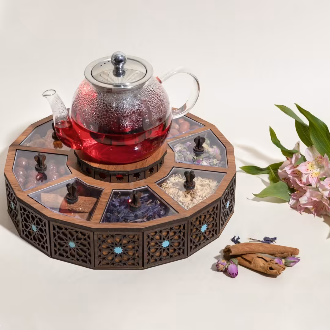 جعبه پذیرایی،جعبه دمنوش وارمردار، جعبه تی بگ، تیبگ، تیباکس گرد ام دی اف