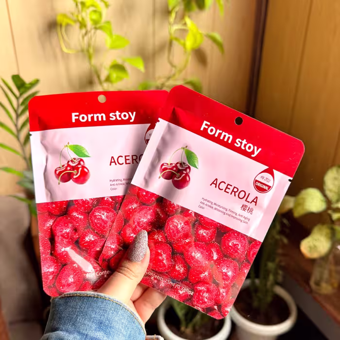 ماسک ورقه ای آلبالو گیلاس ضدلک ضدجوش روشن کنندن لایه بردار خنک کننده پوست سفید کننده آبرسان و مرطوب کننده 