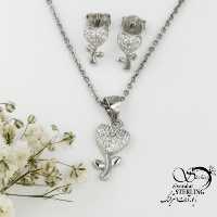 نیمست نقره قلب نگین دار کد 15890