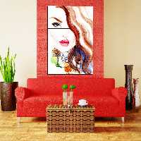 تابلو شاسی 4 تکه طرح نقاشی صورت زن کد 56 سایز 40x60 سانتیمتر