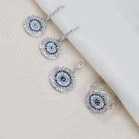 نیم ست  نقره میکرو رنگی چشم نظر  کد S-10289-15