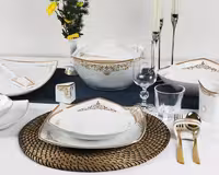 سرویس چینی 30 پارچه پردیس کاشان پاریس طرح شاینا فیروزه ای