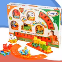  قطار اسباب بازی نشکن موزیکال ریلی حیوانات مناسب کودکان