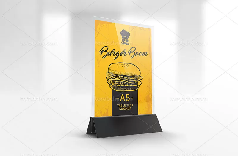 طرح موکاپ منو از زاویه رو به رو | گرافیک با طعم تربچه