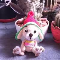 خرگوش توبی .قد ایستاده 17 سانت. وزن 450 گرم. بافته شده با قلاب در رنگهای مختلف