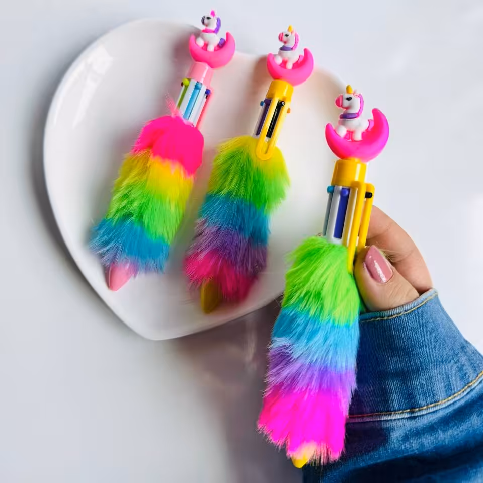 خودکار چند رنگ دایناسوری پشمالویی پشمکی فانتزی کیوت لوازم التحریر گوگولی 