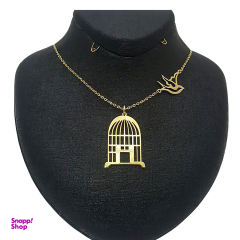 گردنبند نقره زنانه طرح قفس و پرنده کد 001