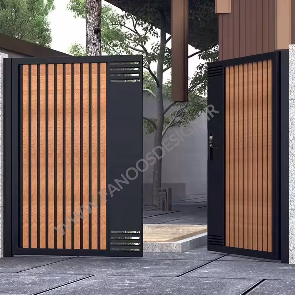 درب حیاط با چوب ترمو  – کد 40028