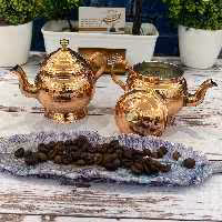 قوری زعفران مسی چکشی طرح نانو شده بدون سیاهی