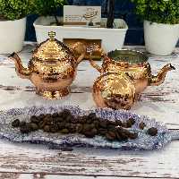 قوری زعفران مسی چکشی طرح نانو شده بدون سیاهی