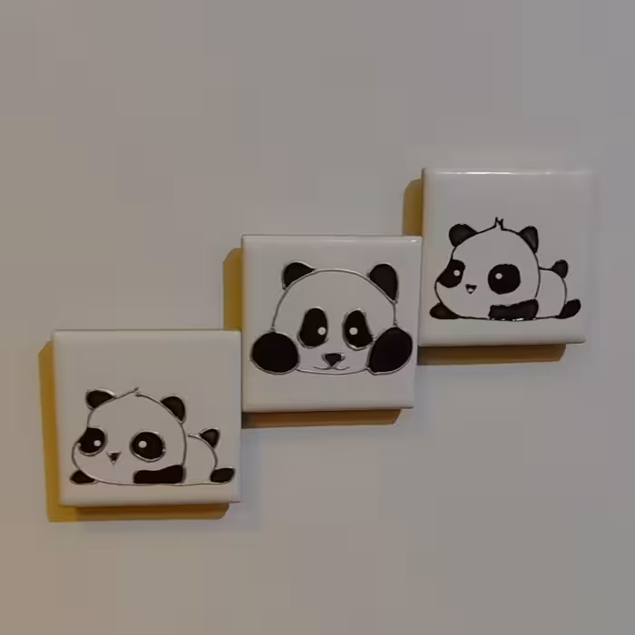 پیکسل سرامیکی ویترای طرح پاندا قابل شستشو مربعی پنج در پنج