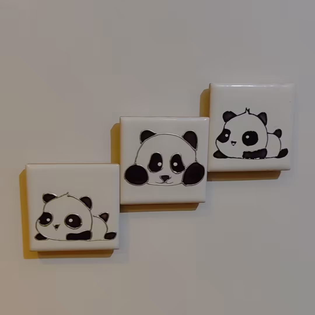 پیکسل سرامیکی ویترای طرح پاندا قابل شستشو مربعی پنج در پنج