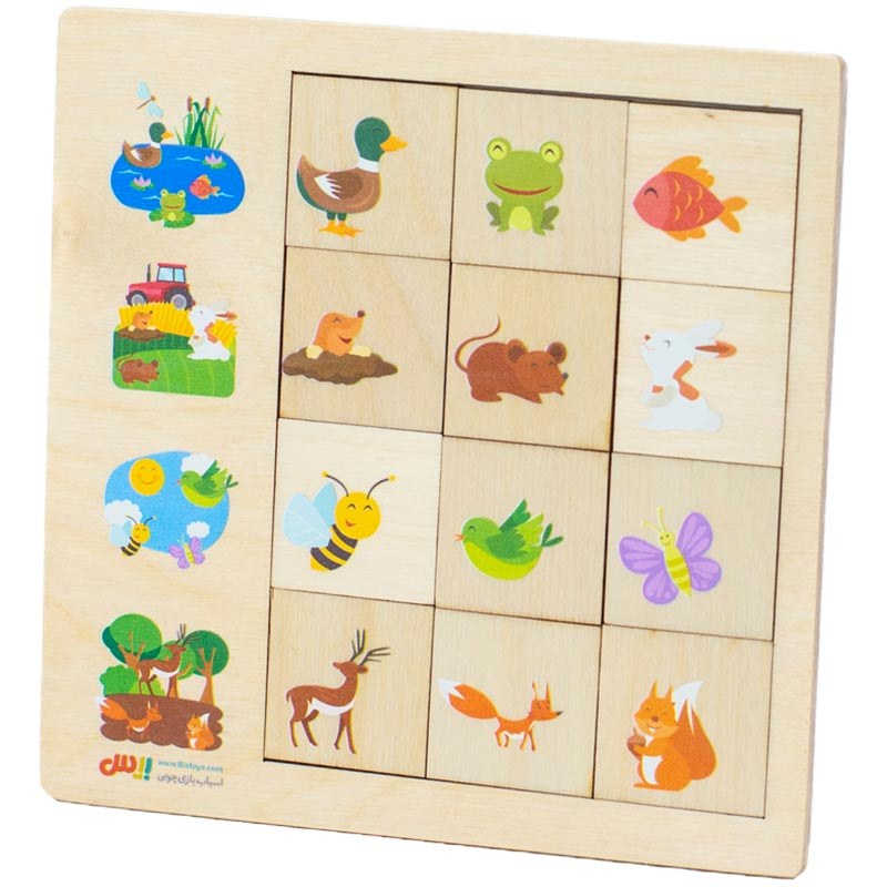 پازل هوش رابطه 12 قطعه طرح حیوانات بیس