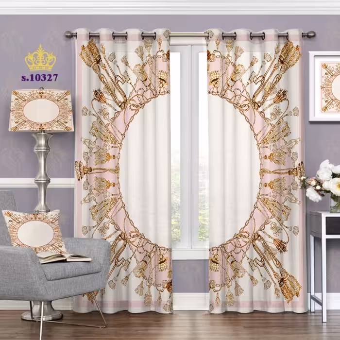 پرده پذیرایی دو قواره پانچ آماده فانتزی کد s10327