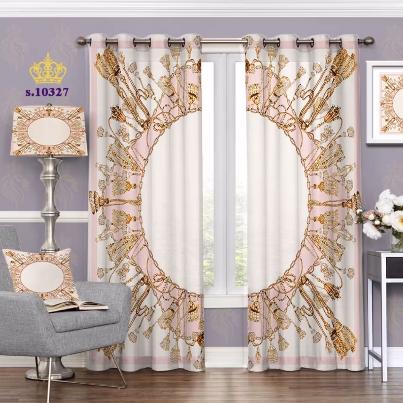 پرده پذیرایی دو قواره پانچ آماده فانتزی کد s10327