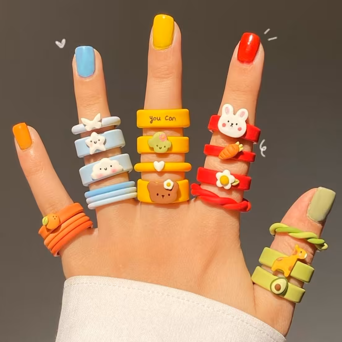 ست انگشتر ترند خمیری  17 عددی چانکی ضد آب