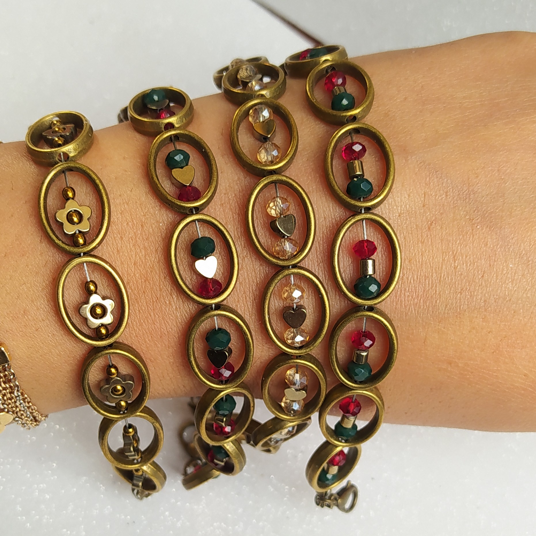 دستبند حدید ( دستبند ترکیبی ) سنگ حدید و سنگ کریستال