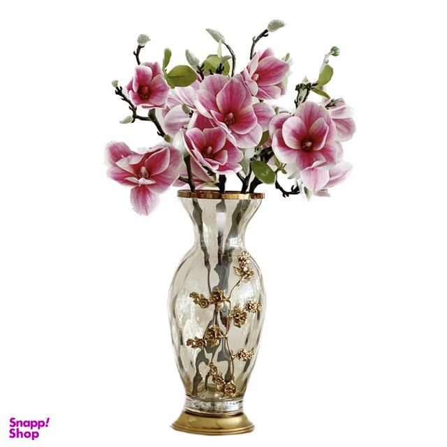 گلدان به همراه گل مصنوعی مدل مگنولیا درجه یک کد 5