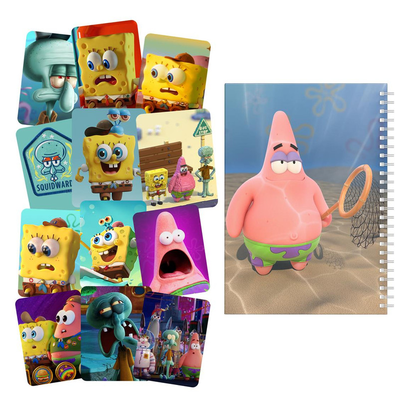 دفتر نقاشی باژیکان طرح باب اسفنجی کد 20100340 به همراه برچسب مجموعه 12 عددی