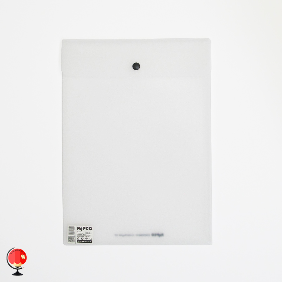 پوشه دکمه دار A4 رنگ سفید پاپکو مدل ارکید