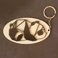 جاکلیدی چوبی سه میل سیاه و سفید در طرح حیوانات ( پاندا )