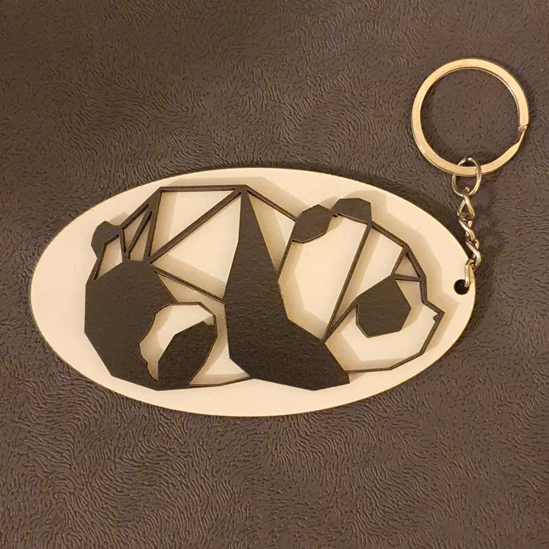 جاکلیدی چوبی سه میل سیاه و سفید در طرح حیوانات ( پاندا )