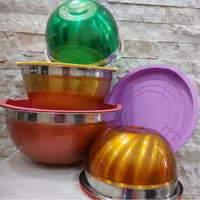 کاسه درب دار استیل درب رنگی خارجی سرویس 5 تکه