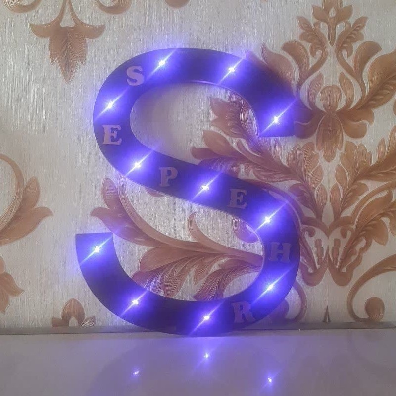 حرف چوبی بزرگ چراغدار  باتری خور  