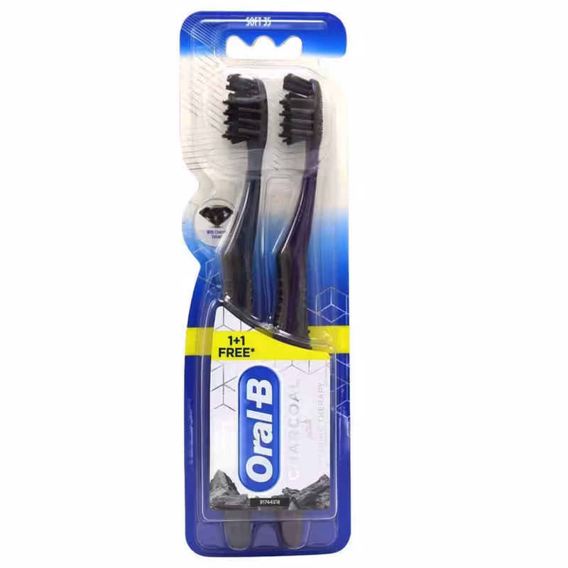 مسواک اورال-بی مدل CHarcoal با برس نرم بسته  2 عددی