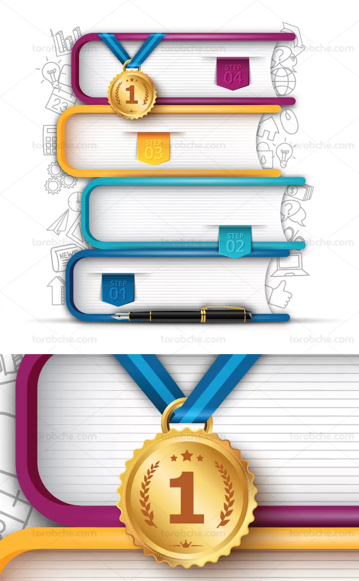 وکتور طرح مفهومی اینفوگرافیک کتاب های طبقه بندی شده - گرافیک با طعم تربچه