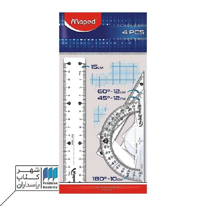 ست خط کش کریستال 4 تیکه 15 سانت مپد
