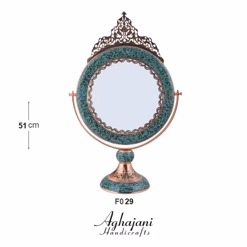 آینه گرد متوسط فیروزه کوبی آقاجانی کد F029