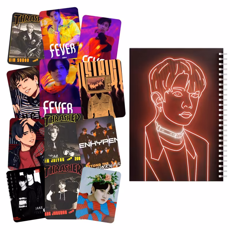دفتر مشق باژیکان طرح طرفداران انهایپن Enhypen Fanart کد 20211665 به همراه استیکر لپ تاپ مجموعه 12 عددی
