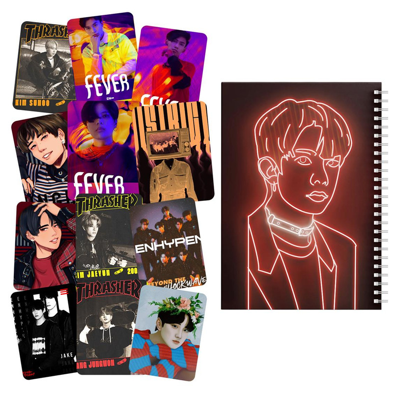 دفتر مشق باژیکان طرح طرفداران انهایپن Enhypen Fanart کد 20211665 به همراه استیکر لپ تاپ مجموعه 12 عددی