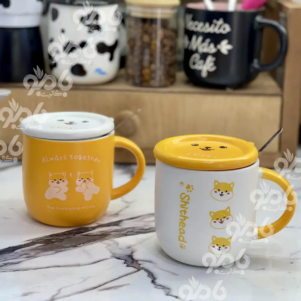 ماگ سرامیکی درب گوش دار زرد