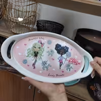 سینی پلاستیکی بیضی دسته دار 