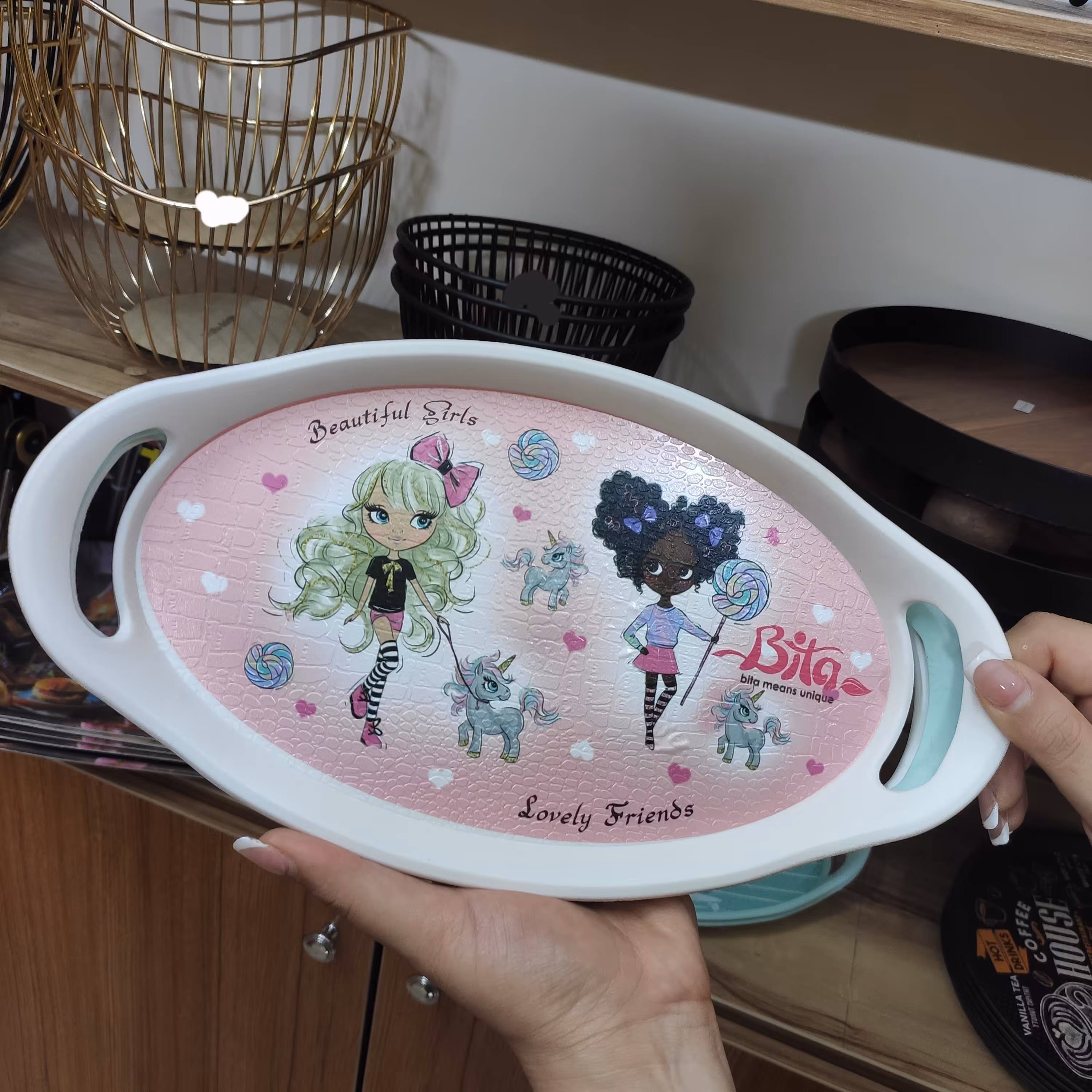 سینی پلاستیکی بیضی دسته دار 