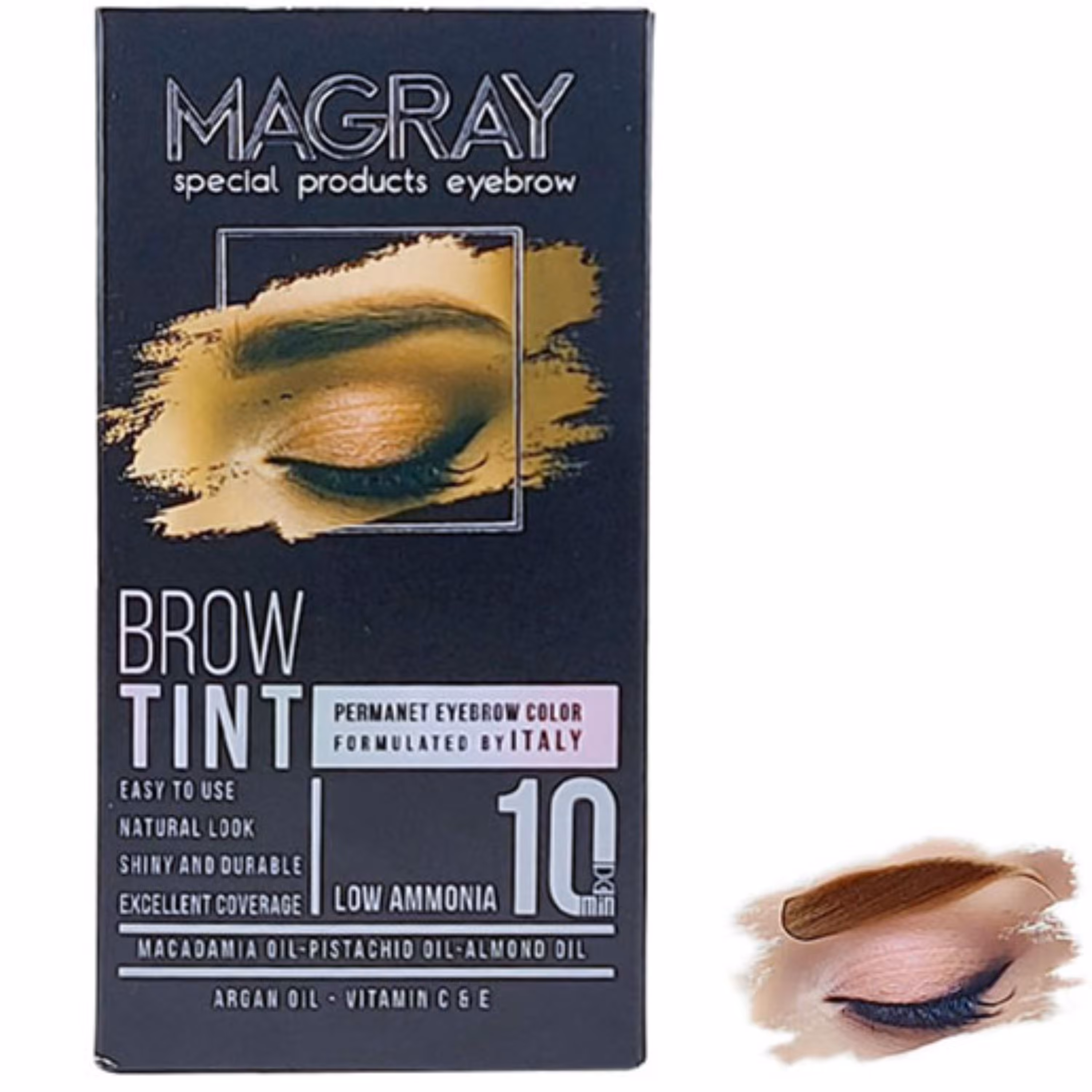 رنگ ابرو مگری Magray محصول ایران فرموله شده ایتالیا کم آمونیاک حجم 30 میل