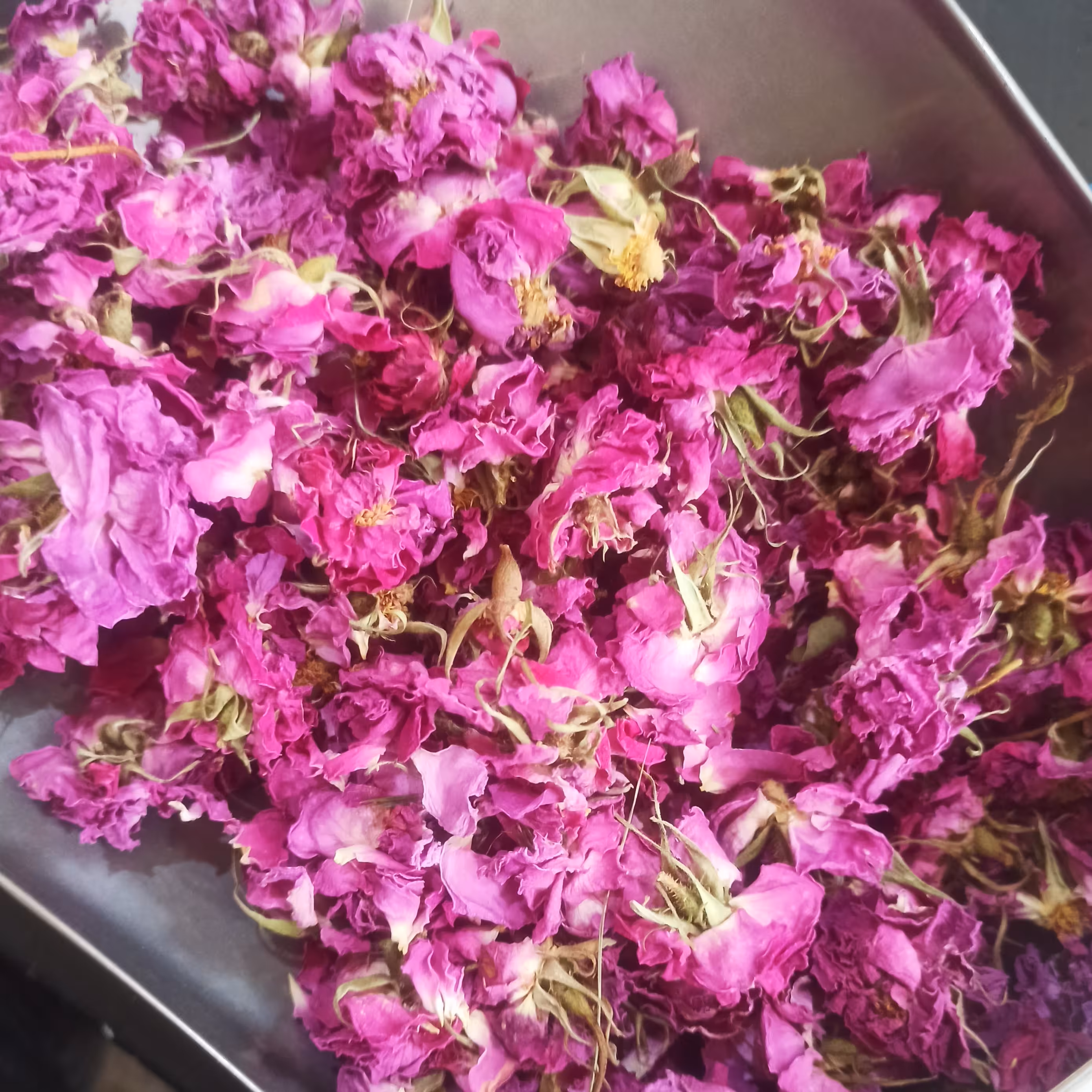 گل محمدی  مستقیم از کشاورز و چیده شده از باغ های ملایر  به مناسب اغاز محرم بسته ی 110 گرمی 38000 تومن  کیلویی 380000