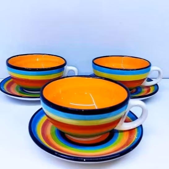 ست فنجان و نعلبکی رنگی