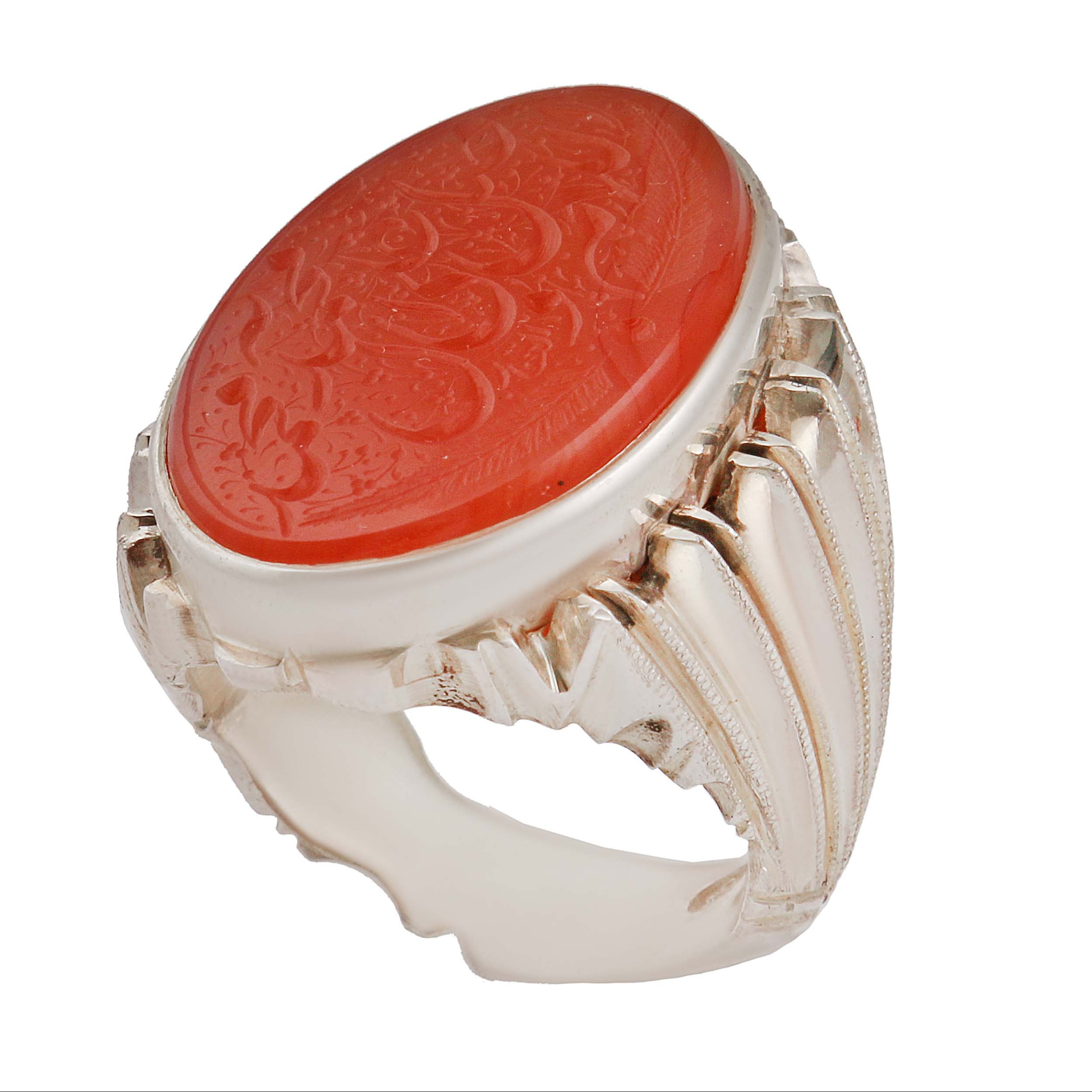 انگشتر نقره مردانه بازرگانی میلادی رکاب دست ساز استادکاوه خطاطی کد AM2802