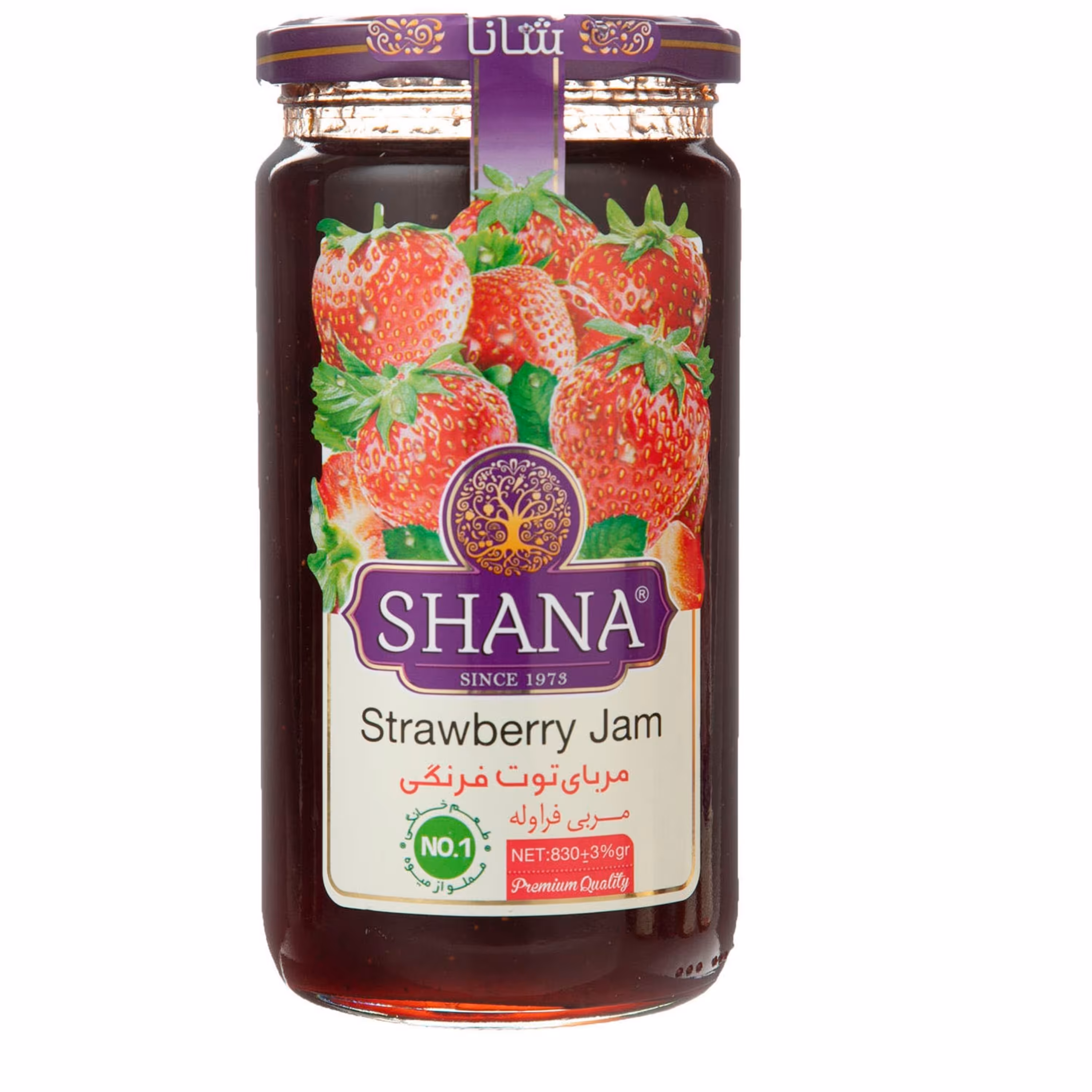 مربای توت فرنگی شانا ((شیشه 840 گرمی))