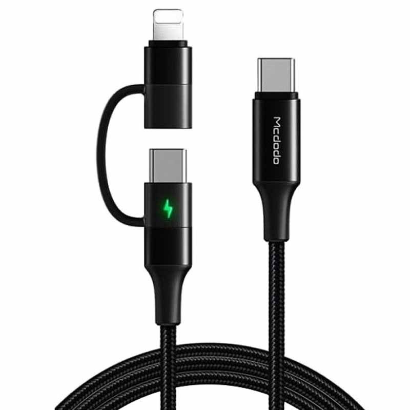 کابل تبدیل USB-C به لایتنینگ-USB-C مک دودو مدل 2IN1 PD Fast Charge طول 1.2 متر
