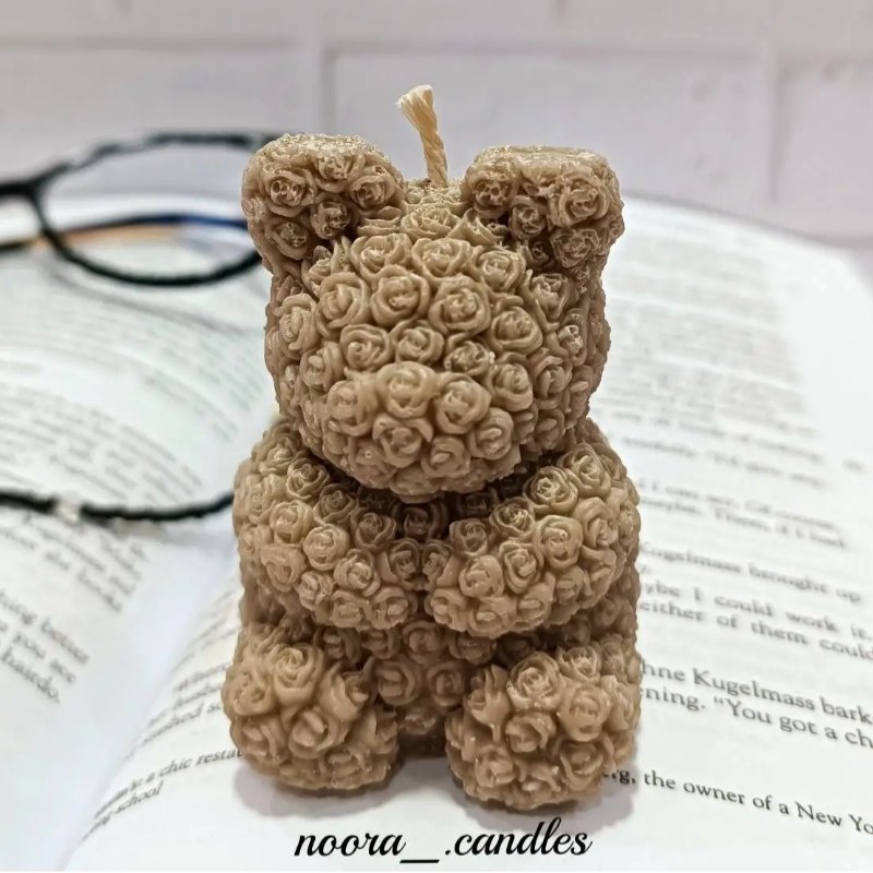 شمع دست ساز  خرس گل گلی 